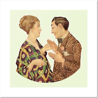 Flirting between vintage art nouveau valentine couple Posters and Art